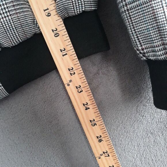 Shinestar Jacket Womens Large Black White Burgundy Blue Glen Plaid Band Neckline - Picture 9 of 11